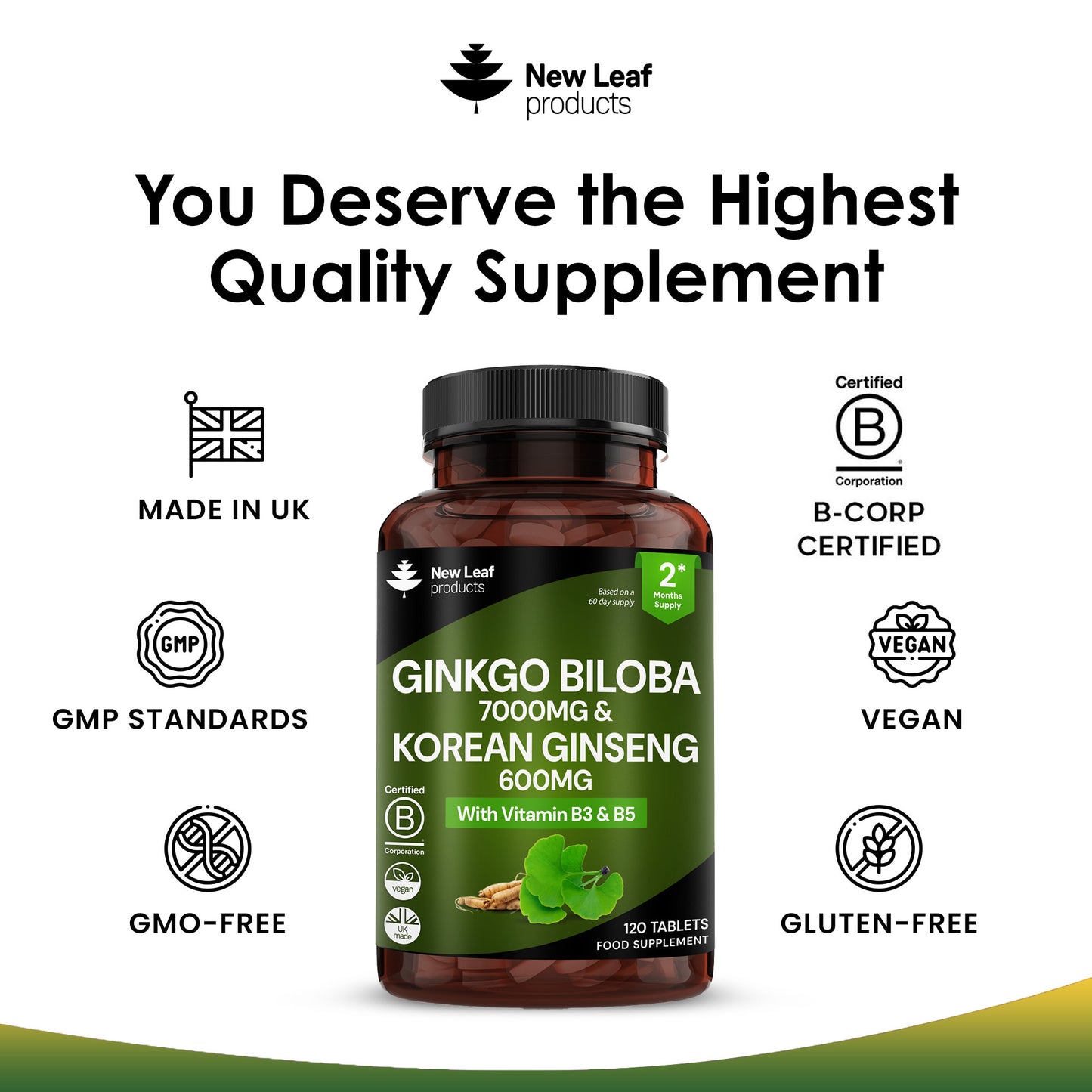 Ginkgo Biloba, Korean Ginseng Tablets