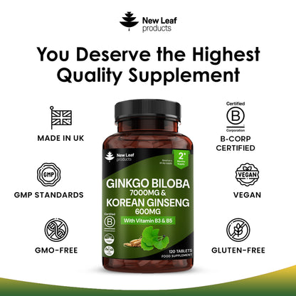 Ginkgo Biloba, Korean Ginseng Tablets