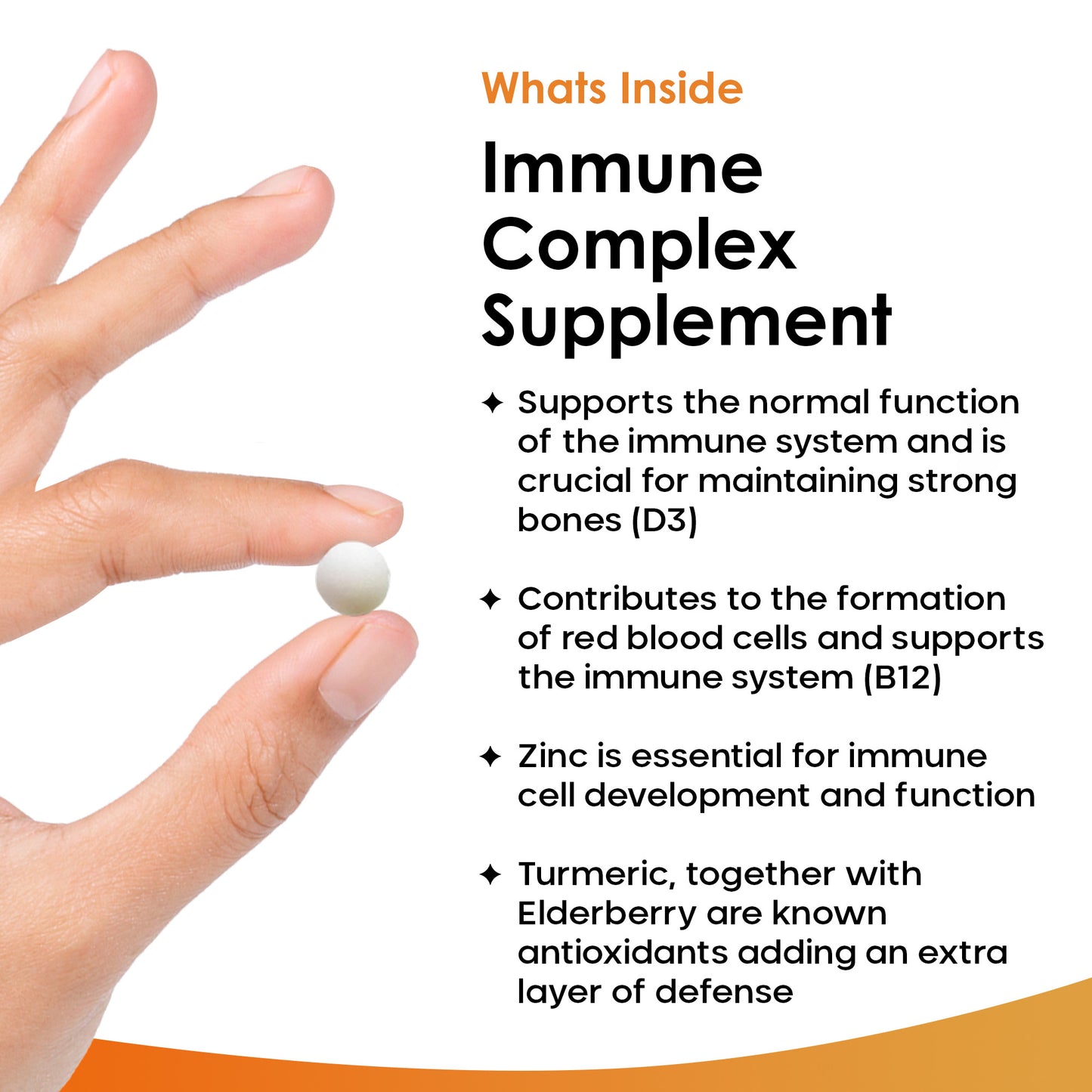 Immune System Booster - Immune Complex Enriched with Vitamin C, D, B12, Zinc, Turmeric & Elderberry