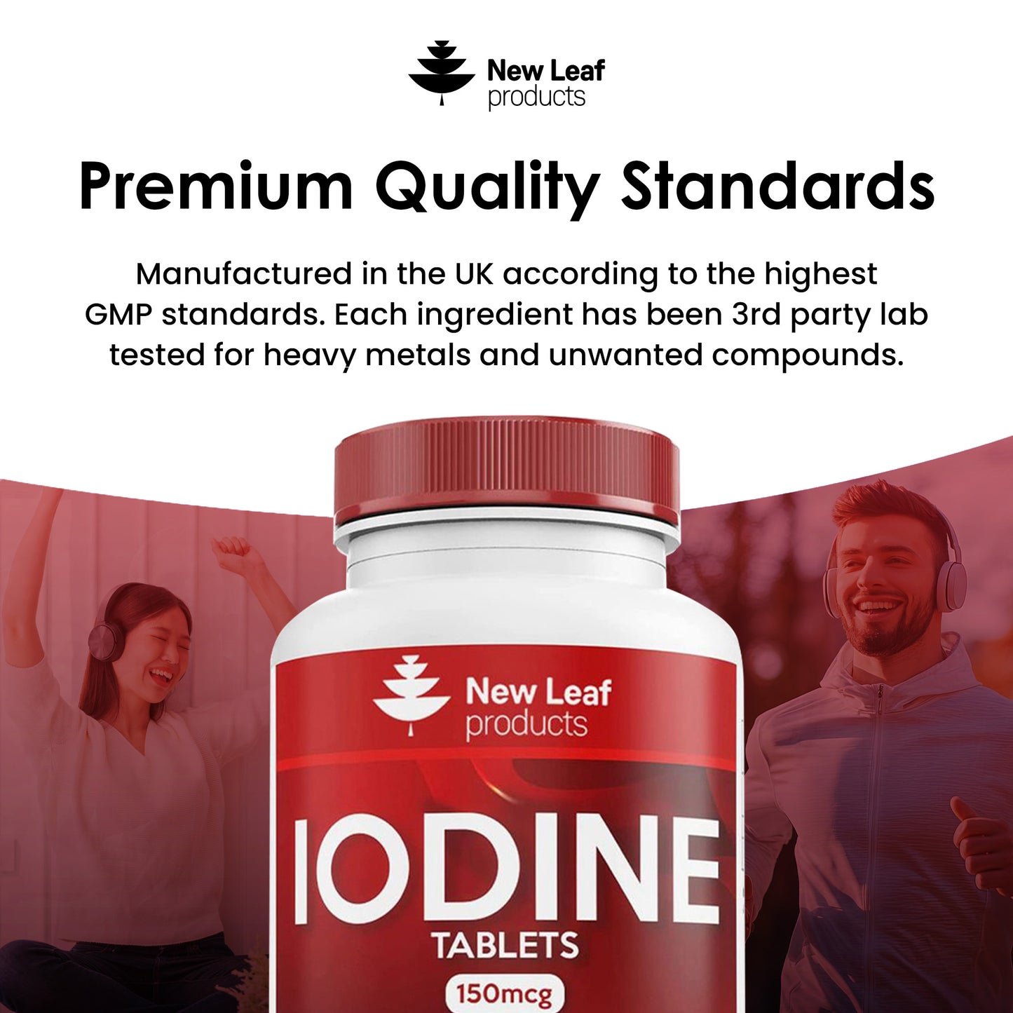 Iodine Tablets 150mcg Supplement (6 Months Supply) Vegan Thyroid Support & More