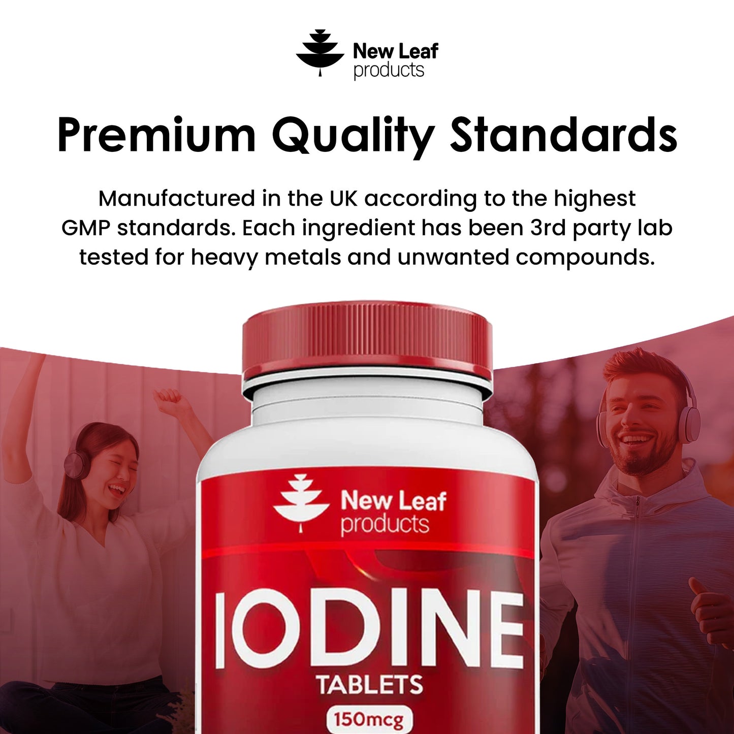 Iodine Tablets 150mcg Supplement (12 Months Supply) Vegan Thyroid Support & More