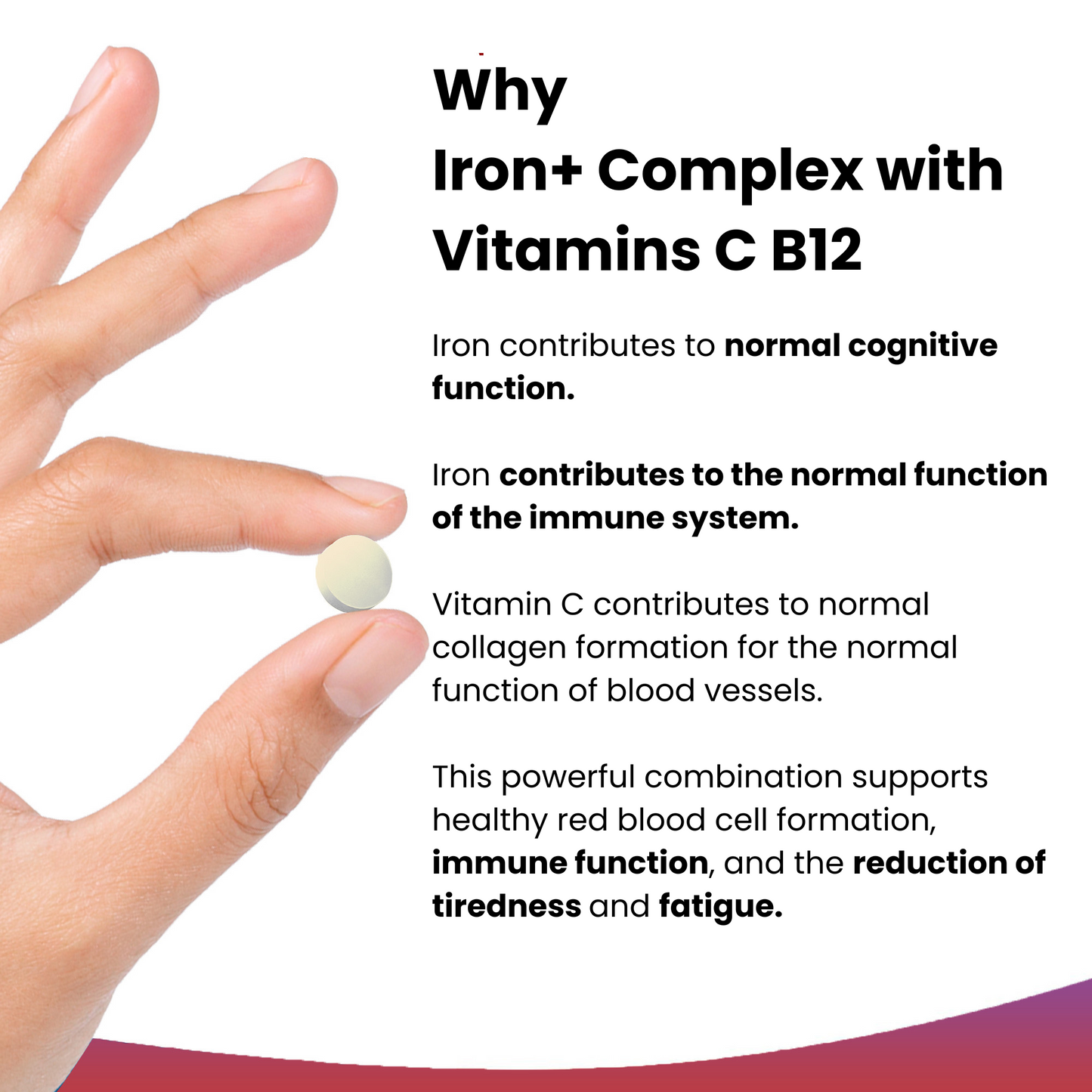 Iron+ Complex with Vitamins C B12 Supplement Tablets