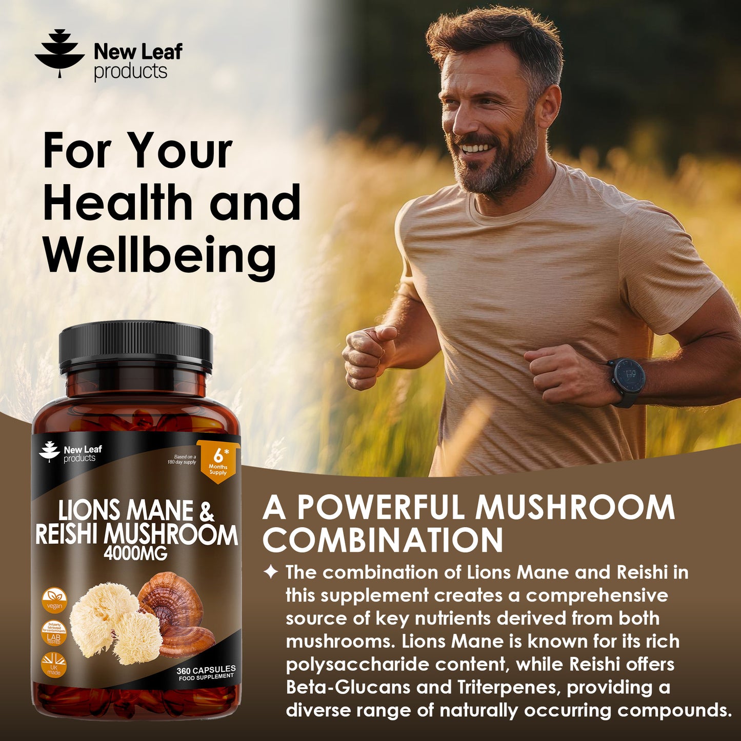 Lion's Mane & Reishi Mushroom | 360 Capsules