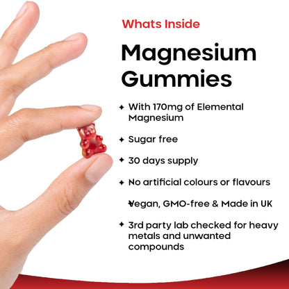 Magnesium Gummies 1000mg - High Strength Sugar Free Vegan Magnesium Citrate Gummies - 60 Fill