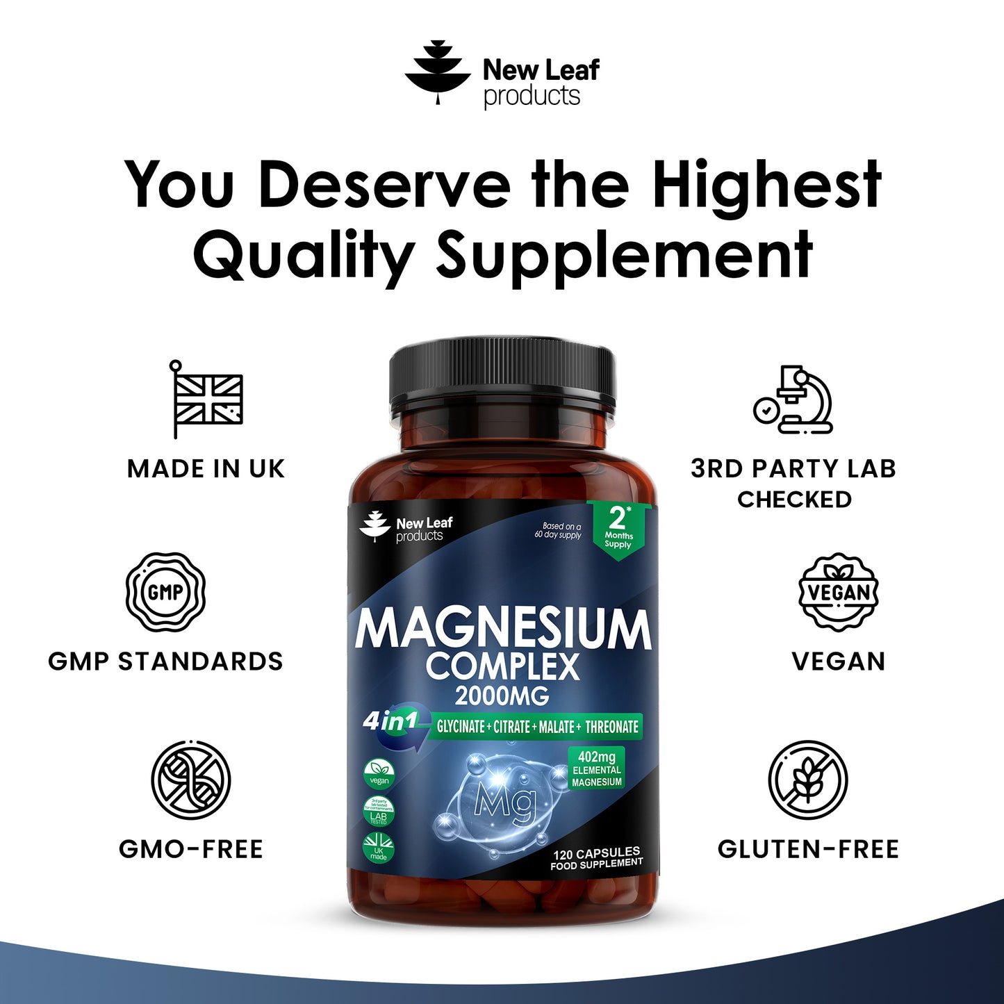 Magnesium Complex 4-in-1 2000mg High Strength Capsules