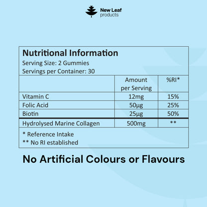 Marine Collagen + Vitamin C, Folic Acid & Biotin | 60 Gummies