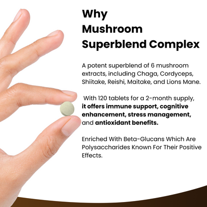 Advanced Mushroom Superblend Complex Supplement Tablets