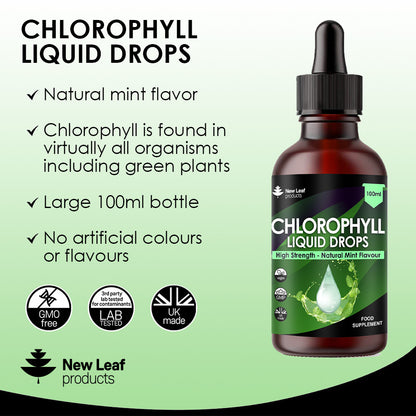 Liquid Chlorophyll - Chlorophyll Drops For Water 100ml High Strength 100mg Chlorophyll Liquid Drink