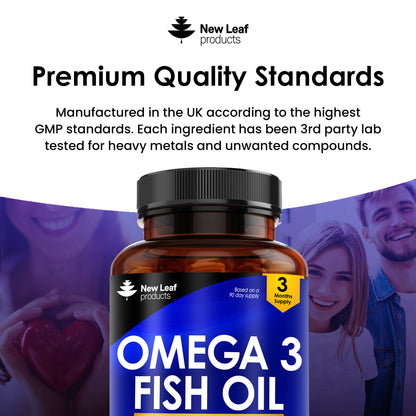 Omega 3 Supplements 2000mg Softgels - High Strength Fish Oil with Vitamin E - Rich in EPA & DHA