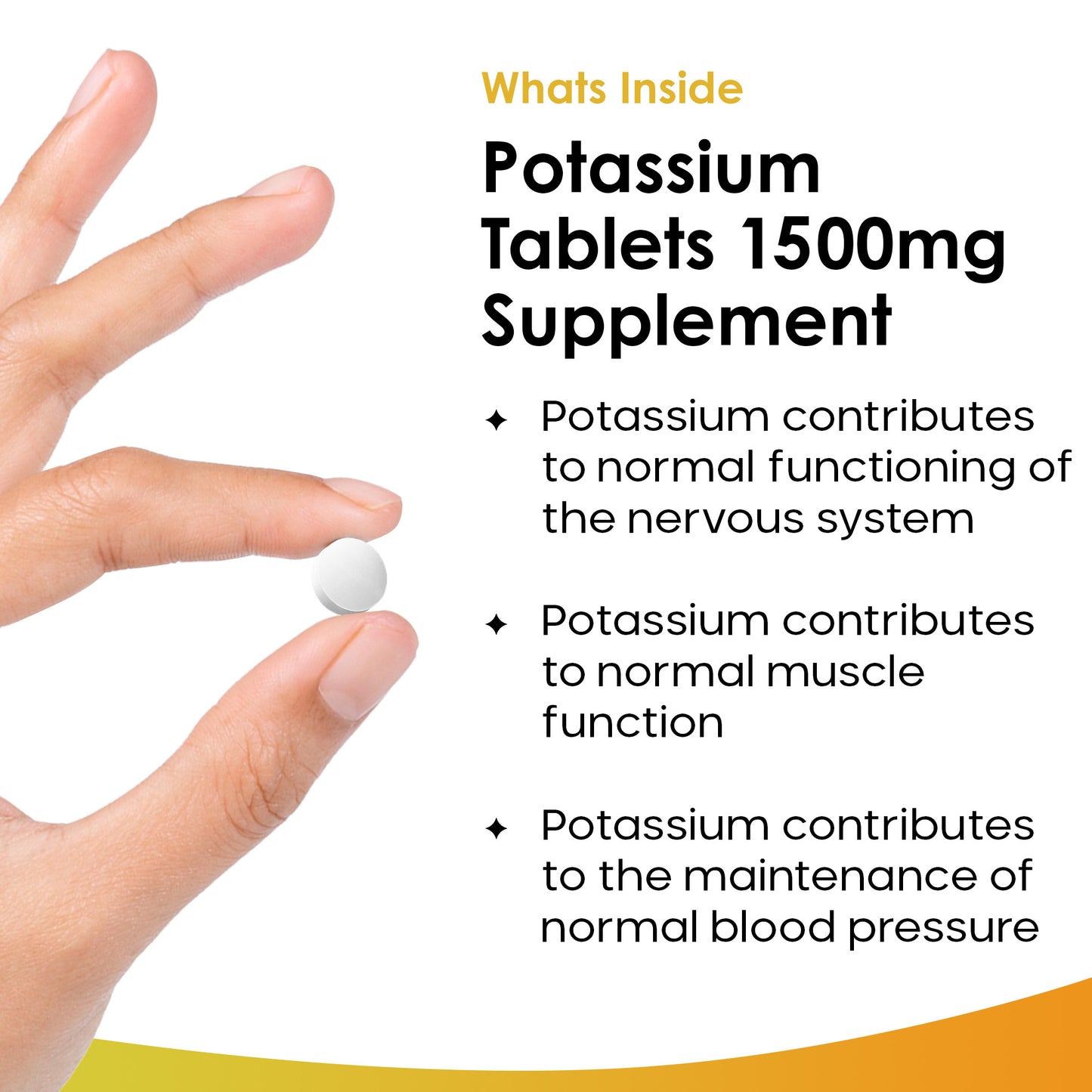 Potassium Supplements 1500mg - 180 Vegan Active Potassium Tablets Electrolytes