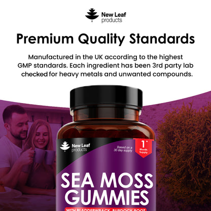 Sea Moss Gummies - Irish Sea Moss + Burdock Root & Bladderwrack - 60 Vegan Gummies