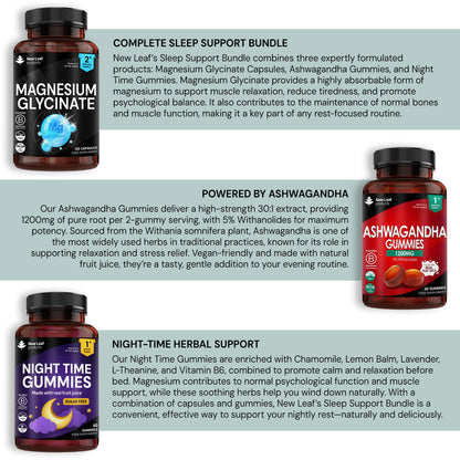 The Ultimate Sleep Bundle: Magnesium Glycinate + Sleep Gummies + Ashwagandha Gummies (Non-Melatonin)