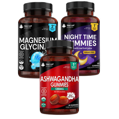 The Ultimate Sleep Bundle: Magnesium Glycinate + Sleep Gummies + Ashwagandha Gummies (Non-Melatonin)