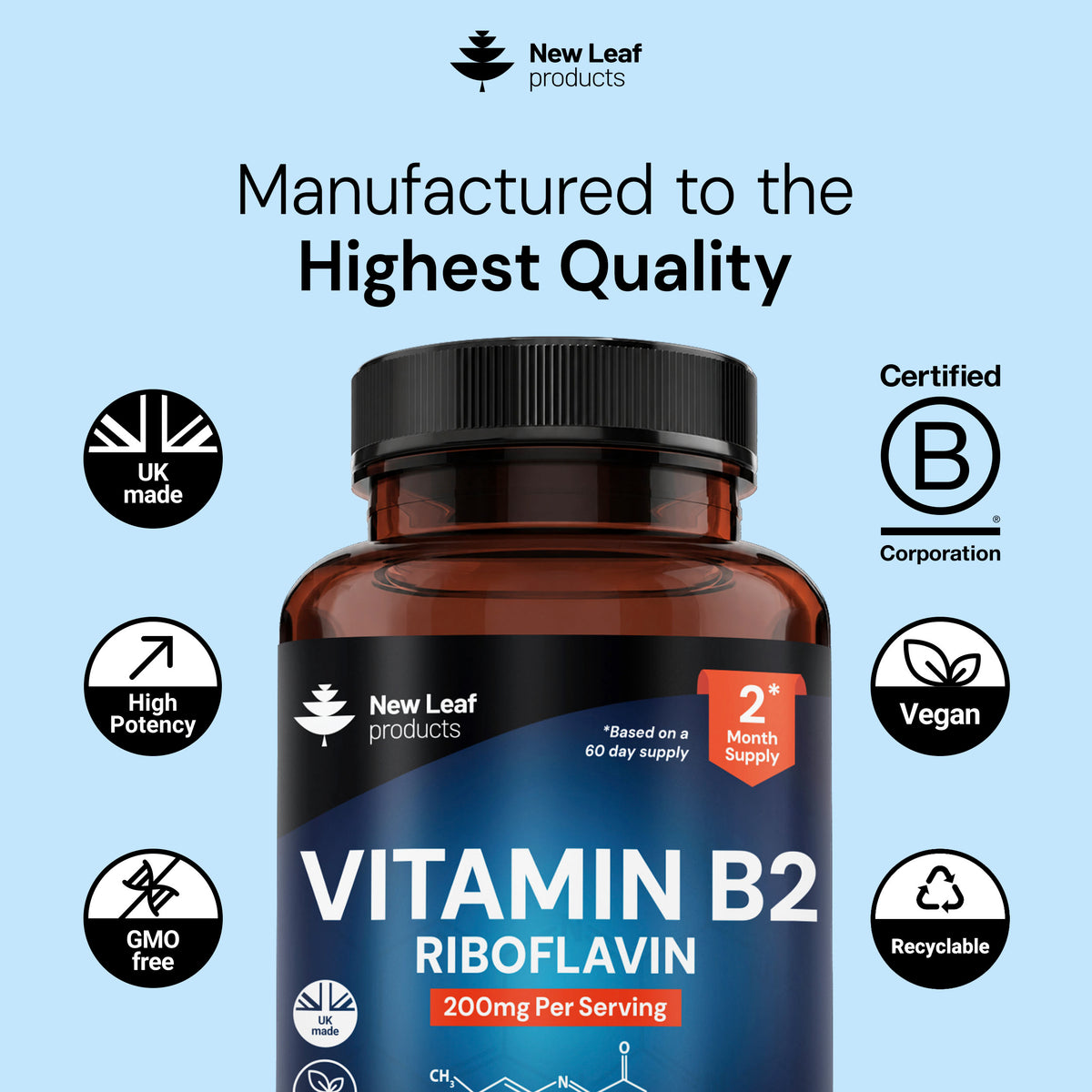 Riboflavin Vitamin B2 | 120 Tablets