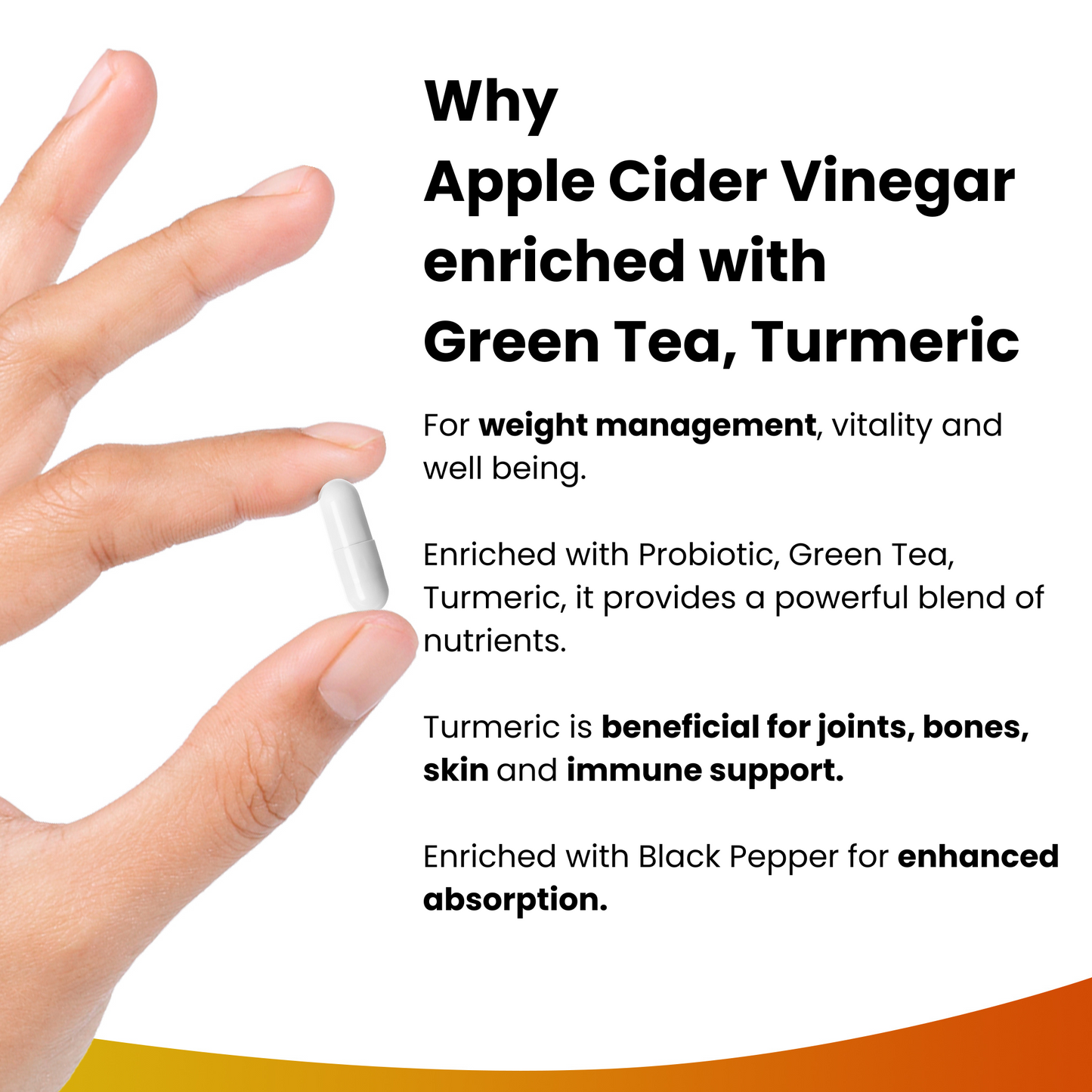 Apple Cider Vinegar enriched with Green Tea, Turmeric, Acidophilus Supplement Capsules