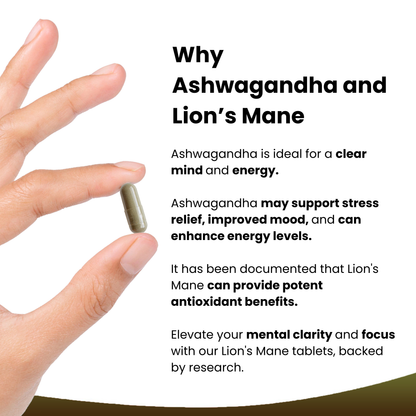 Ashwagandha KSM-66 Lions Mane High Strength Supplement Capsules