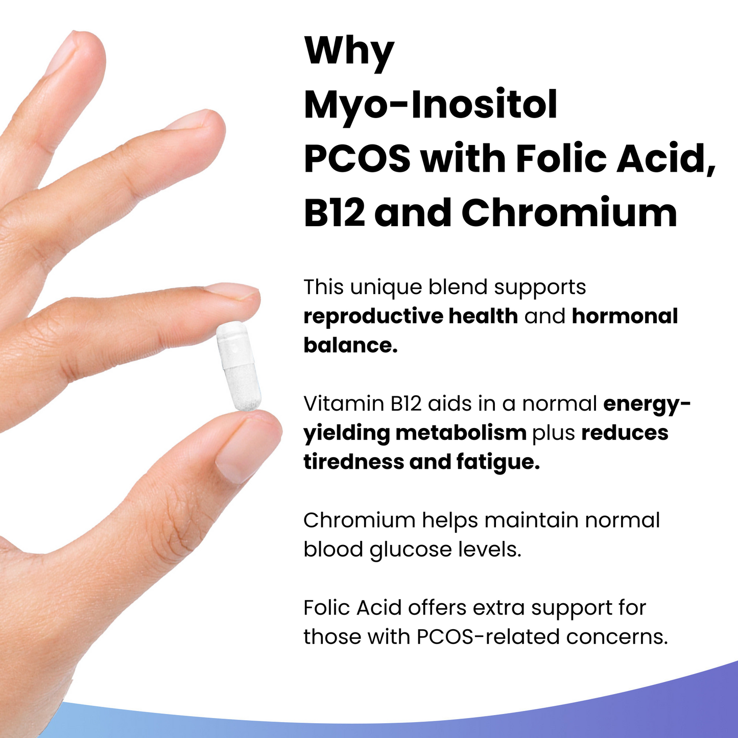 Myo-Inositol PCOS with Folic Acid, B12 and Chromium Supplement Capsules