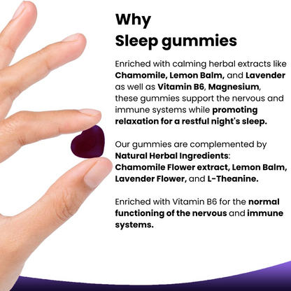 Sleep Supplement Gummies With Magnesium, L-Theanine, B6 and Lavender