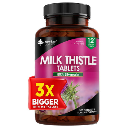 Milk Thistle Tablets - 80% Silymarin High Strength - 365 Tablets