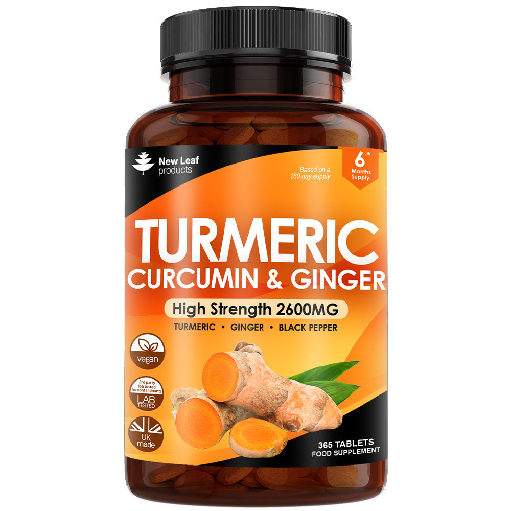 Turmeric Supplements Ginger & Black Pepper Turmeric Tablets 95% Curcumin (6 months supply)