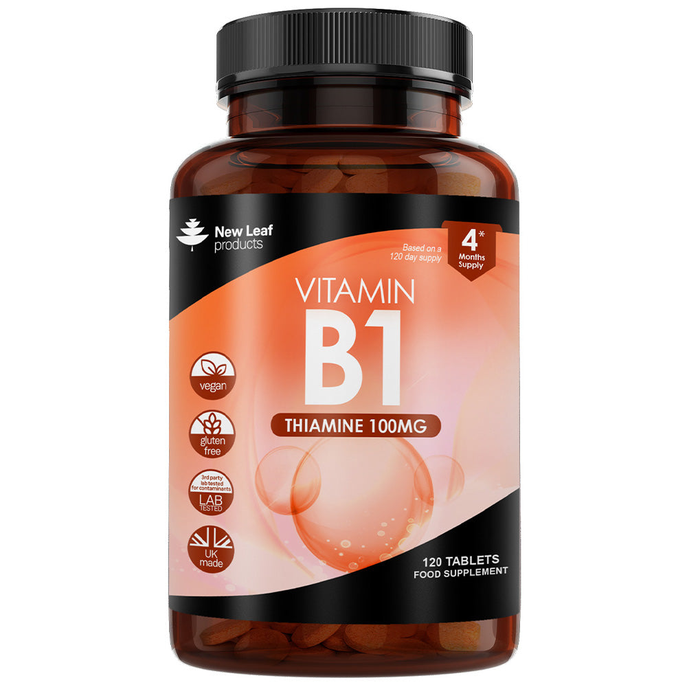 Vitamin B1 Tablets Thiamine Supplement High Strength 100mg - Small Vegan Tablet