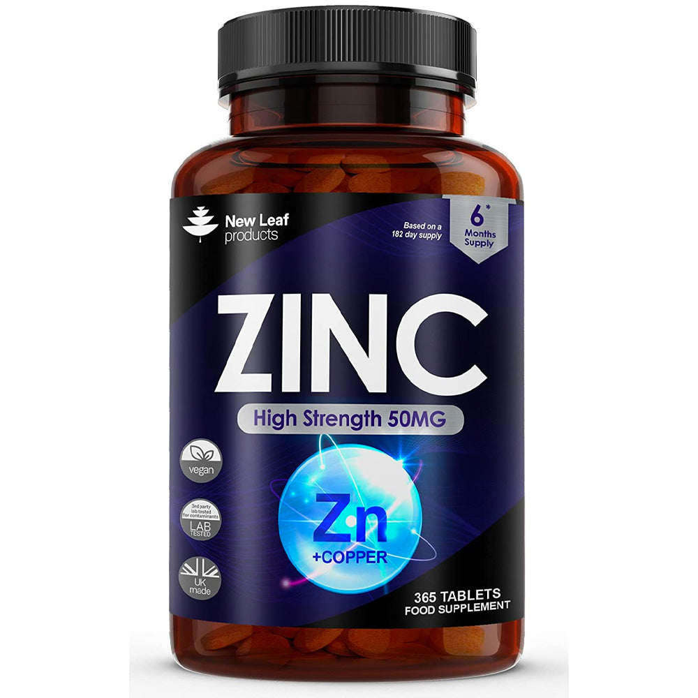 Zinc Tablets 50mg 365 Vegan Zinc Supplements High Strength (6 Month value supply)