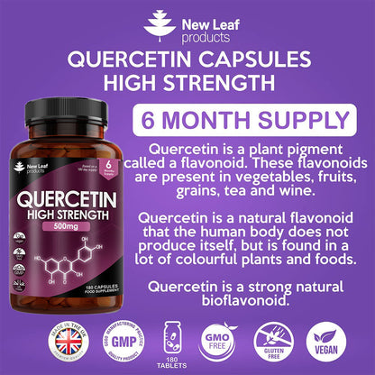 Quercetin Supplement 500mg High Strength Antioxidant Capsules (6 Months Supply)