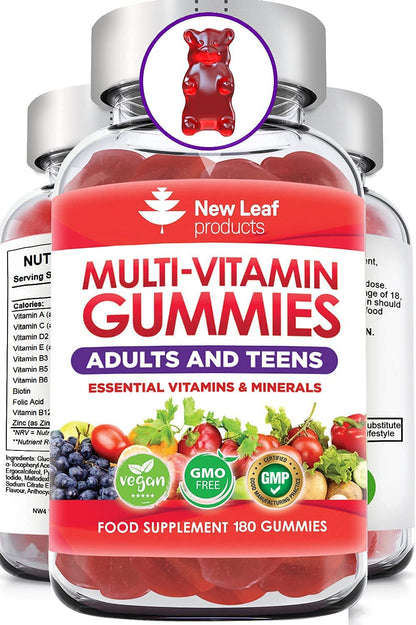 Multivitamin Gummies For Adults & Teens Essential Daily Chewable Vitamins & Minerals Vegan (3 Month Supply)