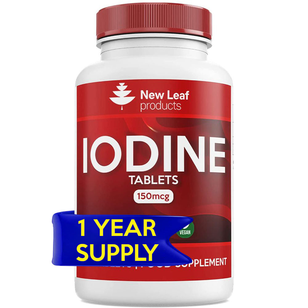 Iodine Tablets 150mcg Supplement (12 Months Supply) Vegan Thyroid Support & more