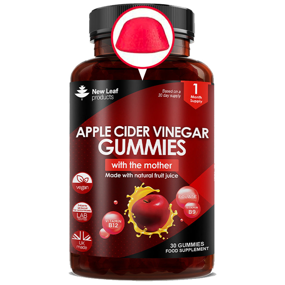 Apple Cider Vinegar Gummies Vegan + Vitamin B12 Folate Pomegranate & B ...